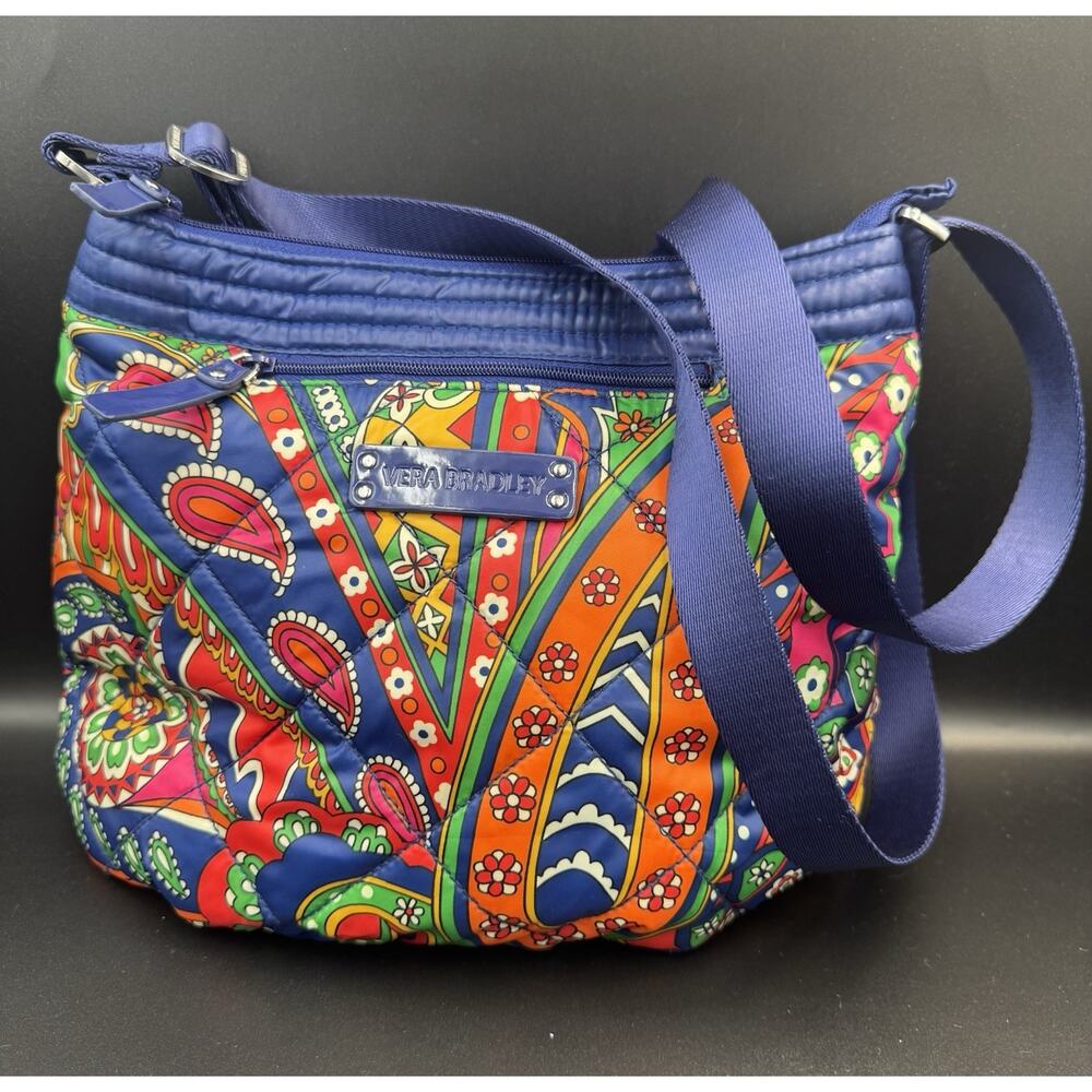 Vera Bradley Venetian Paisley Puffer Nylon Crossbody Bag Blue Multicolor